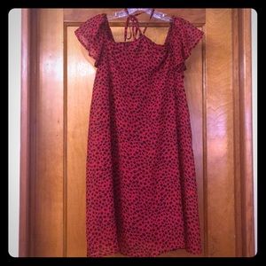 Red animal print off the shoulder dress